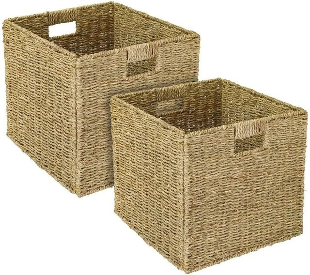HMF Aufbewahrungskorb aus geflochtenem Seegras in Beige, 2er-Set für Kallax, B/T/H: 34,5 x 32 x 34,5 cm - Bild 1