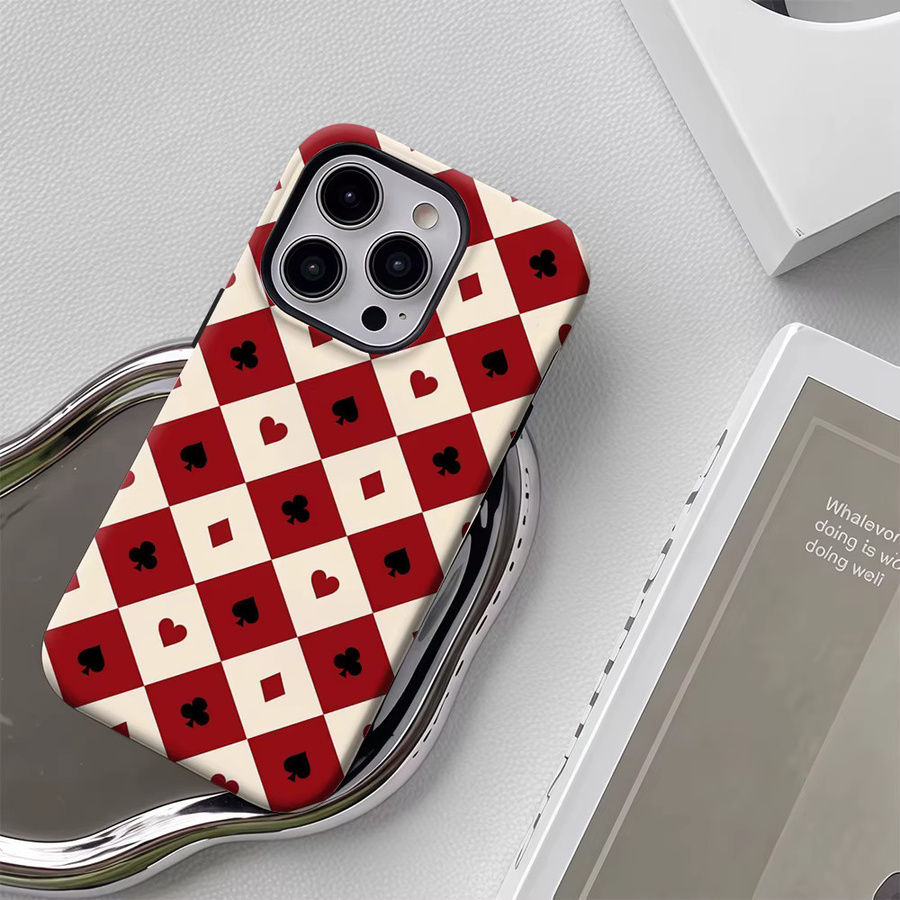 Poker Suit Argyle Handyhülle für iPhone 17 16 15 14 13 12 Pro Max Plus mit doppelschichtiger Rückseite in Multicolour - Bild 5