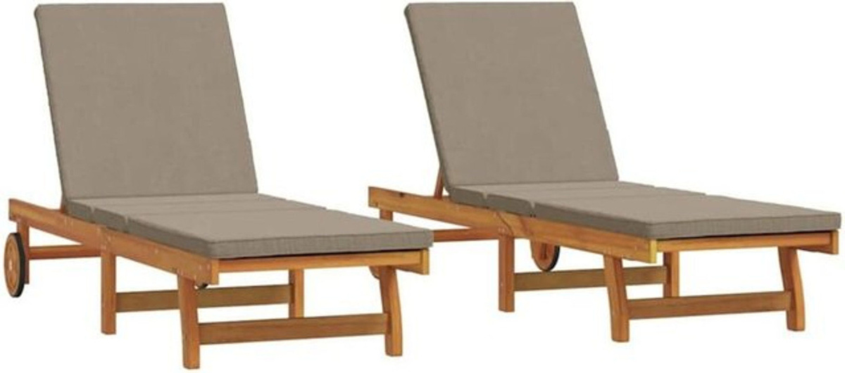 Vidaxl Sonnenliege Set aus Akazie Massivholz in Braun, 2er Set, B/T/H: 199 x 63 x 85 cm - Bild 1