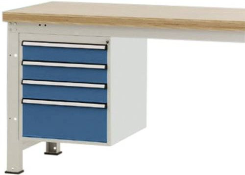 Manuflex ZB4831.5007 Gehäuse-Unterbau PROFI in Blau-Weiß mit 4 abschließbaren Schubfächern für Werkbanktiefe 700 mm, Nutzhöhe: 500 mm - Bild 1