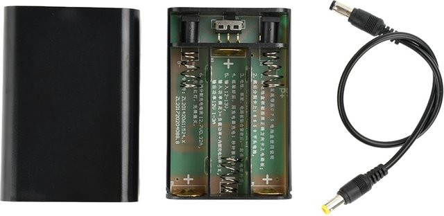 DIY-Kit DC12V Isobarische Unterbrechungsfreie UPS Powerbank mit 3*18650 Batteriebox und Lötfreiem Ladeadapter in Schwarz mit DC5.5*2.1mm Anschluss - Bild 1