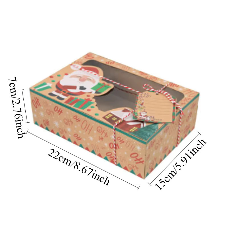 18 Stück Weihnachtsplätzchen-Geschenkboxen aus Kraftpapier in Braun und Multicolour zur Süßigkeiten-Verpackung - Bild 3