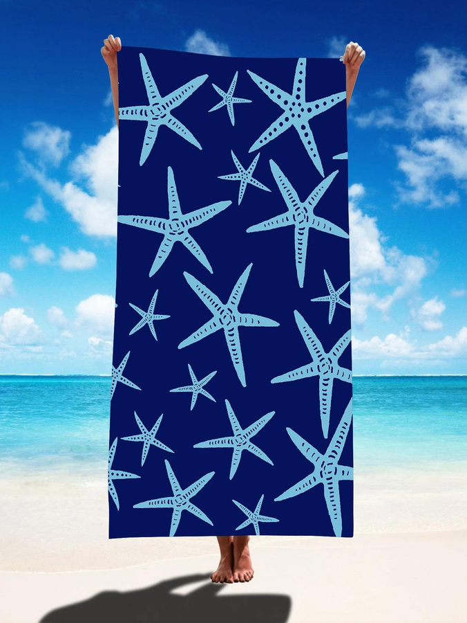 Marineblaues Strandtuch von Lang Pattong mit Seestern-Print aus Ultrafeinfaser, schnell trocknend, B: 40 cm, H: 60 cm - Bild 4