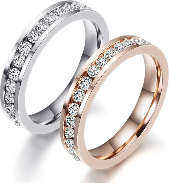 VQYSKO Paarringe Edelstahl, 4 mm, diamantbesetzt - Bild 1