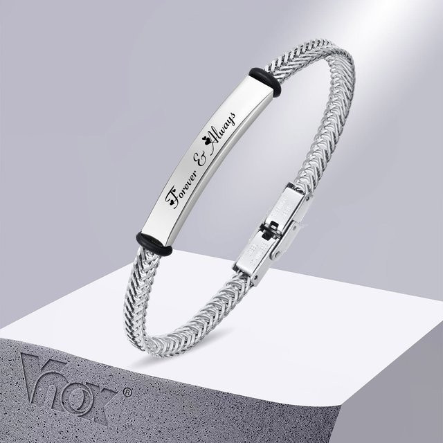 Vnox Armband, Edelstahl, Silber, Unisex, 5,2 mm - Bild 1