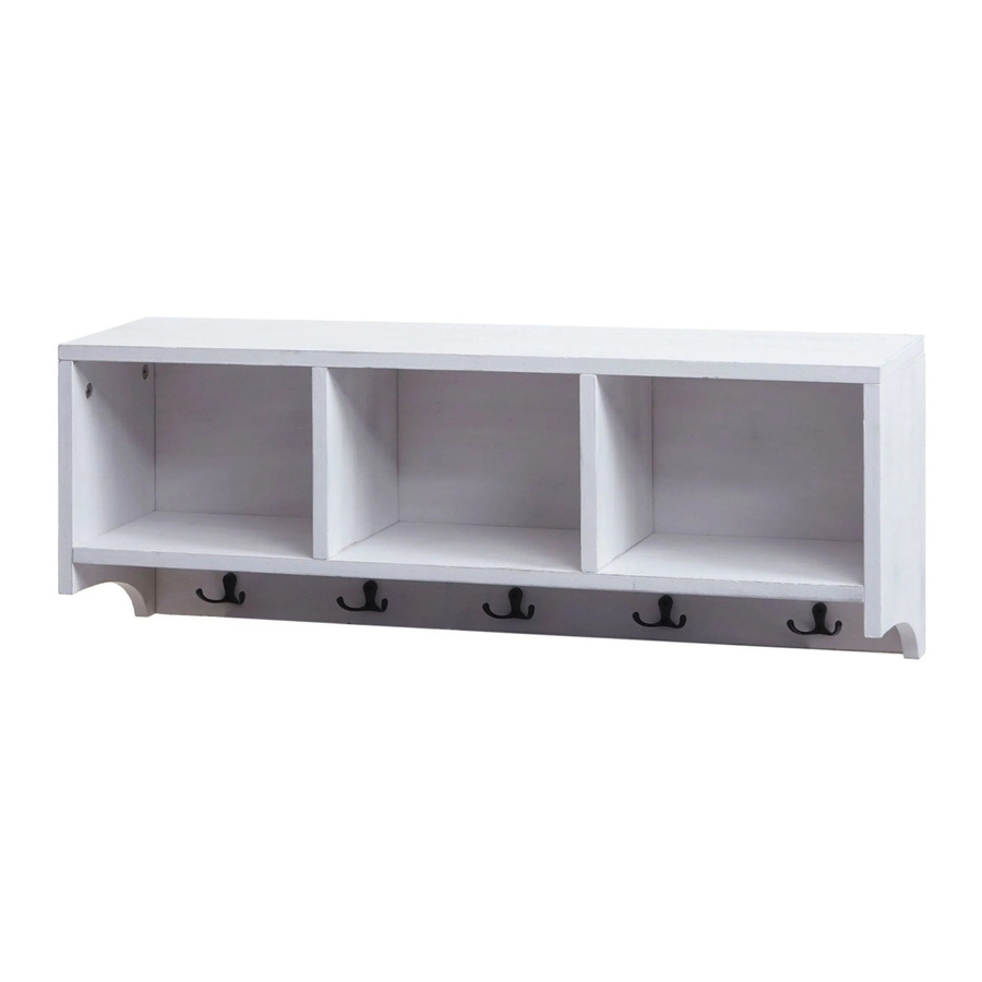 Wandgarderobe MCW K49 mit 3 Staufächern und 5 Haken in Weiß im Shabby-Chic-Design, B/H/T: 80 x 30 x 20 cm - Bild 2