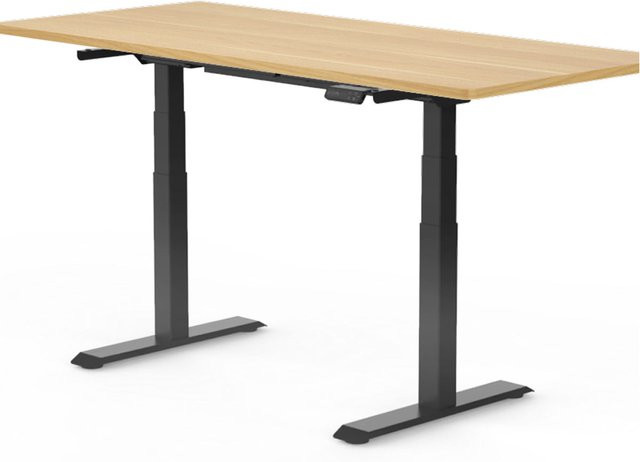FlexiSpot Höhenverstellbarer Schreibtisch mit elektrischem Motor, Ahorn/Schwarz, B: 166,9 cm, T: 85,8 cm, H: 6,2 cm - Bild 1