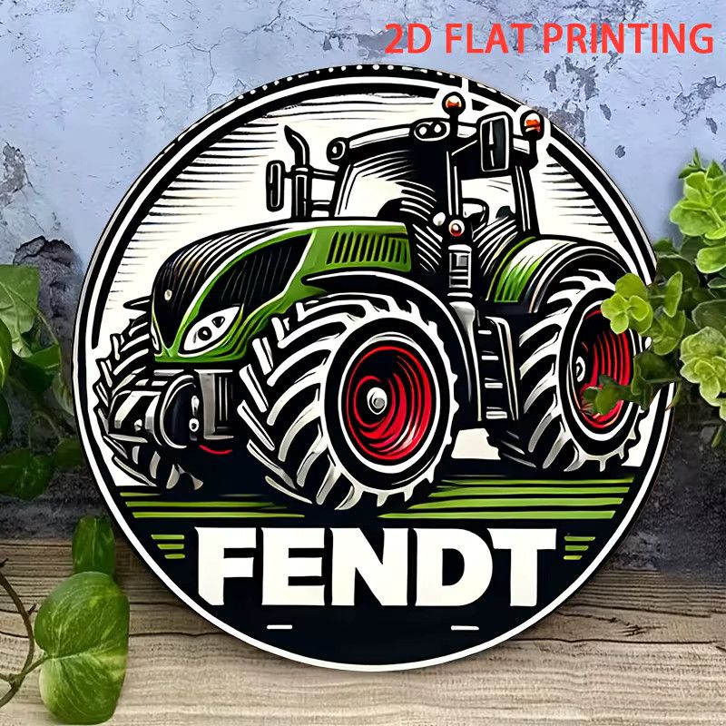 Potdemiel Fendt Traktor Vintage Metallblechschild, rundes Eisen-Wandkunst-Schild, Durchmesser: 20,32 cm - Bild 6