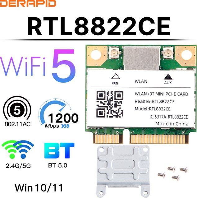 Fenvi Dual Band Mini PCIe RTL8822CE WLAN Karte mit Bluetooth 5.0 und 1200Mbps WiFi für Windows 10/11 - Bild 1