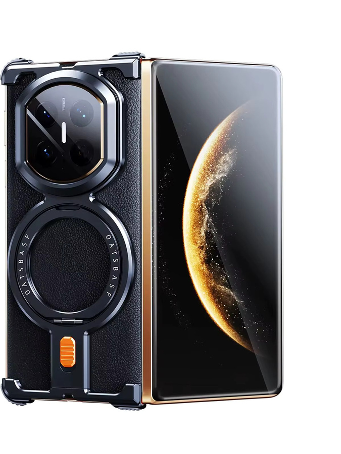 Eary Rahmenlose Metall-Handyhülle für Huawei Mate X7 mit magnetischem 360 Grad drehbarem Ständer in Rot - Bild 6