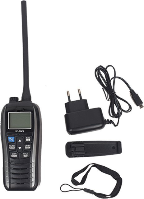 Icom IC-M25 Maritimes Interphone IPX7 Wasserdichtes VHF-Handfunkgerät in Schwarz - Bild 1