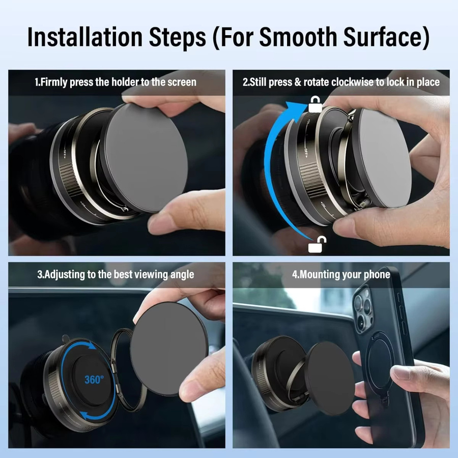 XMSJ Magnetische Vakuum-Handyhalterung für das Auto mit MagSafe-Unterstützung und 360 Grad Drehbarkeit, Schwarz - Bild 5