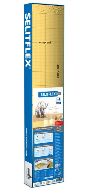 Selitflex Trittschalldämmung mit AquaStop für Parkett und Laminat, 18 m², 1,6 mm Dicke, Farbe: Gelb - Bild 1