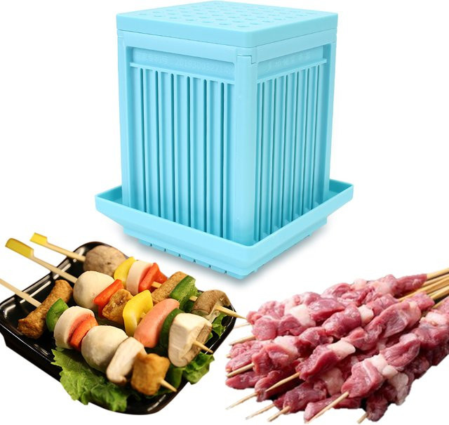 NICEYARD Kebab Maker Grillzubehör mit 49 Löchern für Fleisch und Gemüse in Blau - Bild 1