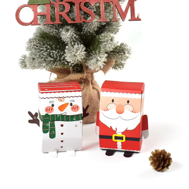 5er Set Weihnachtliche DIY Geschenkboxen aus Papier in Santa Claus Design, bunte Würfelboxen für Süßigkeiten und Kekse zur Weihnachtsdekoration - Bild 2