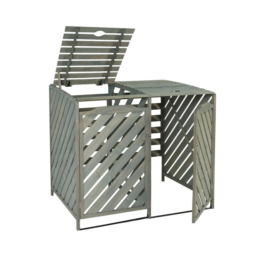 MCW Mülltonnenverkleidung J44 Mülltonnenbox aus Holz in Grau, erweiterbar für 2 oder 4 Mülltonnen, B/T/H: 121 x 133 x 98 cm - Bild 2