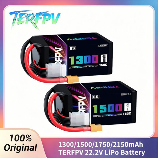 TERFPV Lipo-Akku, 1300/1500/1750/2150mAh, 150C, mit XT60-Stecker - Bild 1