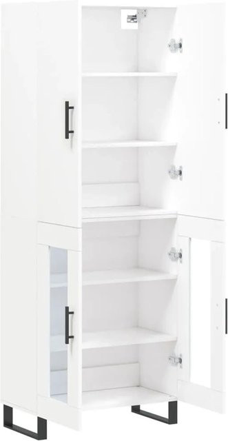 vidaXL Highboard Weiß mit Glastüren und Regalen, B/T/H: 69,5 x 34,0 x 180,0 cm - Bild 1