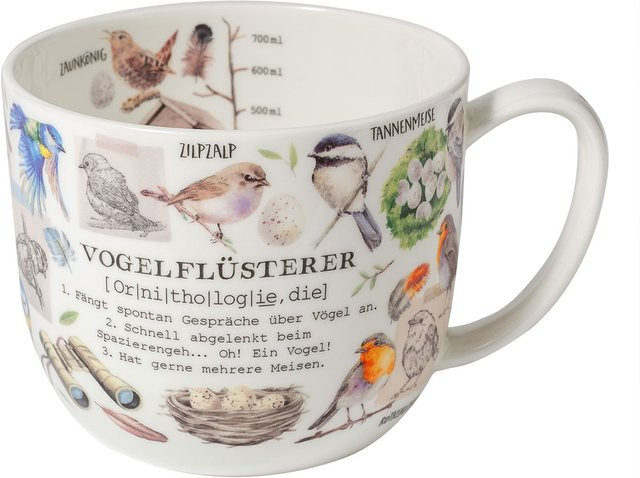 XXL-Tasse Vogelflüsterer von Theodor Maass GmbH aus weißem Porzellan, 700 ml - Bild 1