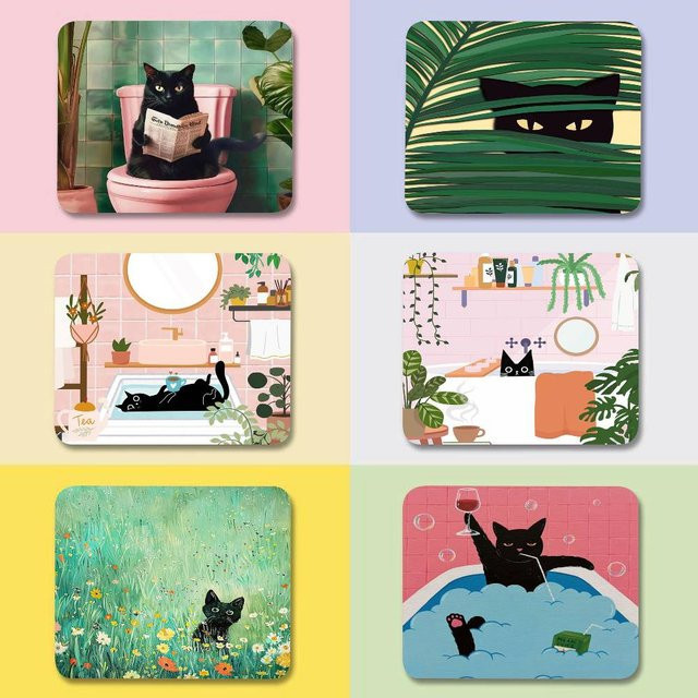 Rastar Art Green Mauspad mit Katzen-Motiv für Gaming und Laptop, Schreibtischunterlage in Grün und Multicolour - Bild 1