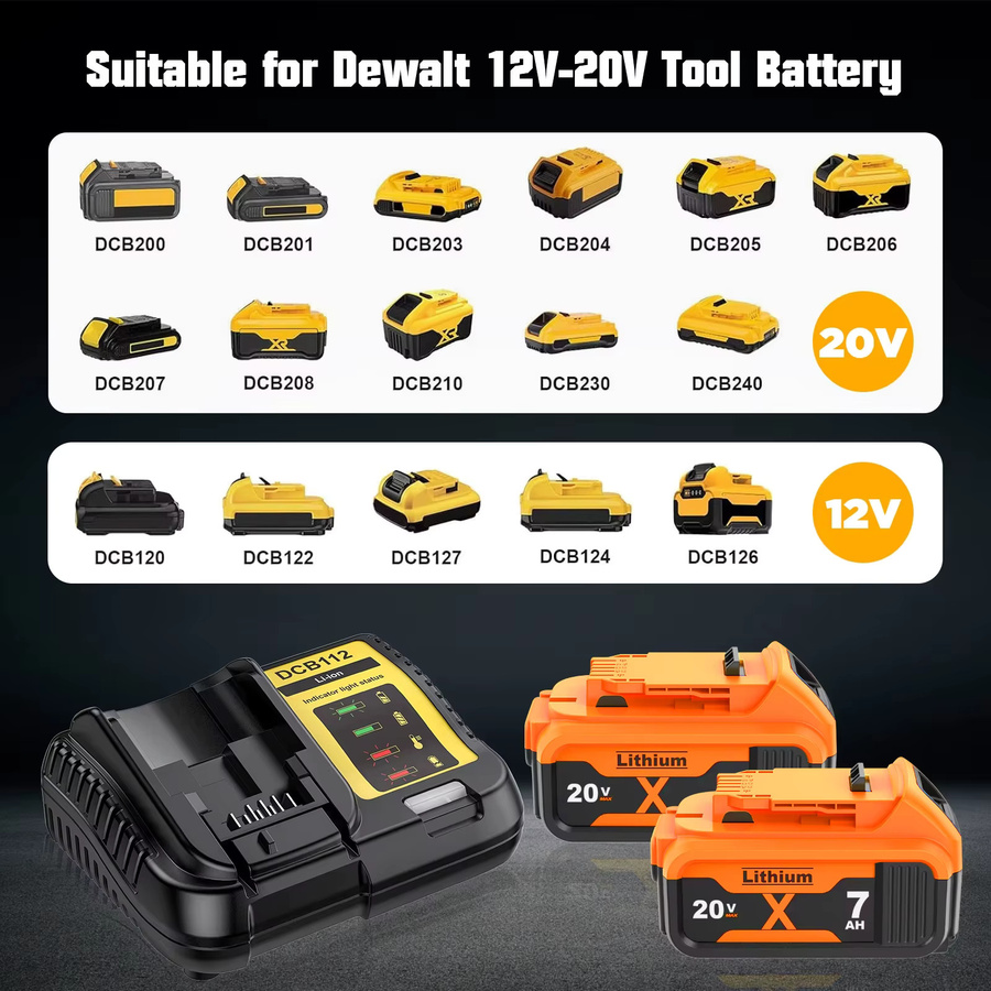 Bonacell DCB200 Ersatzakku für Dewalt 20 V Elektrowerkzeuge, 7000 mAh Li-Ion Akku in Grau und Orange - Bild 4