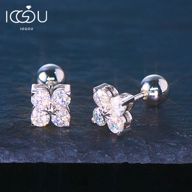 IOGOU Ohrstecker, 18 Karat vergoldet, Silber, Moissanite, Damen - Bild 1