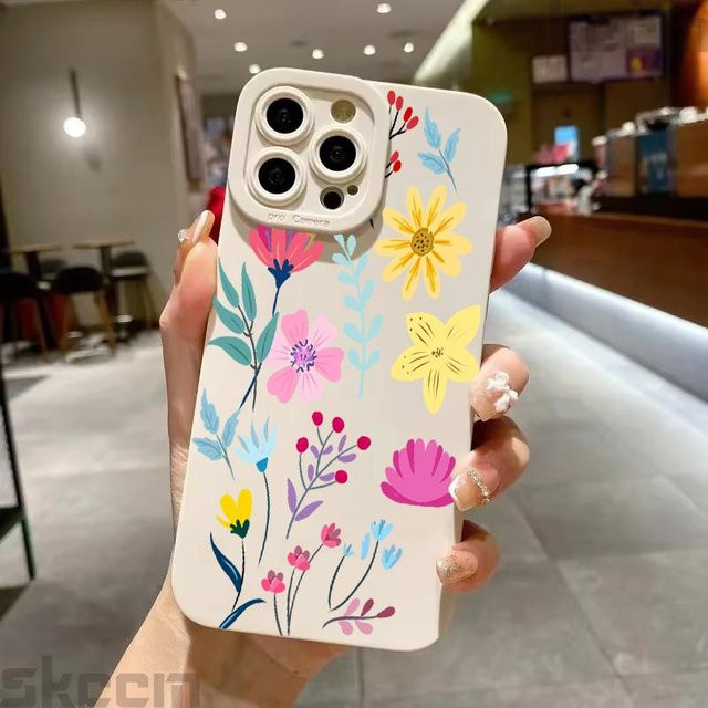 Bunte Silikonhülle mit Blumen und Erdbeeren für Samsung Galaxy S25 S24 S23 S22 S21 S20 Ultra Plus FE A55 A54 A35 A15 - Bild 1