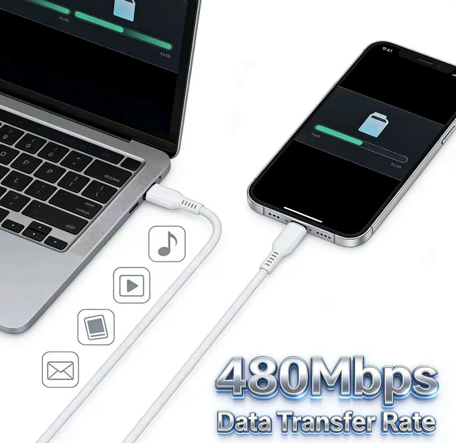 3er-Pack USB-C zu USB-C Kabel für schnelles PD-Laden, weiß, Länge: 1,8 m - Bild 2