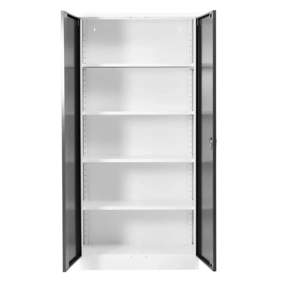 PROREGAL Stahlschrank Bee mit 8 Fachböden und Schließsystem in Weiß und Schwarz, H x B x T: 195 x 92 x 50 cm - Bild 2