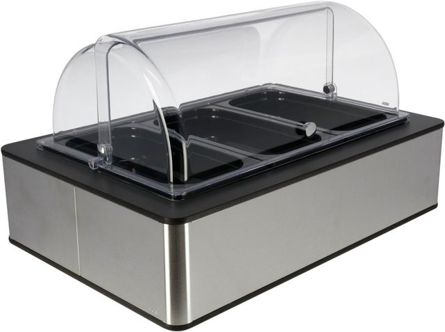VEGA Buffetvitrine Fundale hoch mit 3x GN 1/3, Edelstahl und Melamin, Farben: Anthrazit, Schwarz, Transparent und Silber, B/T/H: 63 x 42,5 x 33,9 cm - Bild 1