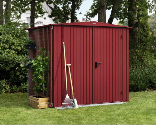 Ecostar Gerätehaus Trend-S aus Metall in Rot mit Doppeldoor und Giebeldach, B/H/T: 238 x 216 x 238 cm - Bild 1