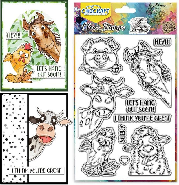 Transparenter Motivstempel mit lustigen Tieren für DIY-Kartenherstellung und Bastelarbeiten - Bild 1