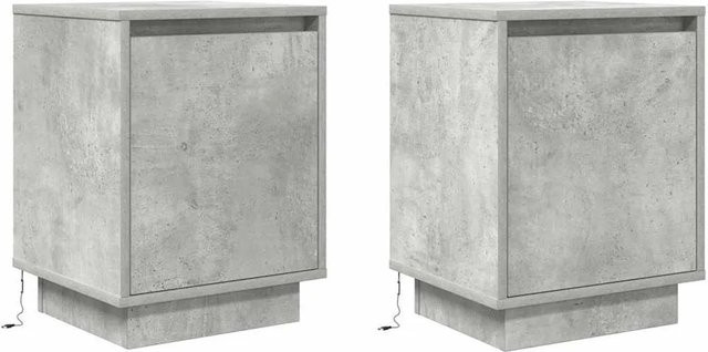 vidaXL Nachttische Set mit integrierter LED-Beleuchtung in Betongrau, 2 Stück, B/T/H: 38 x 34 x 50 cm - Bild 1