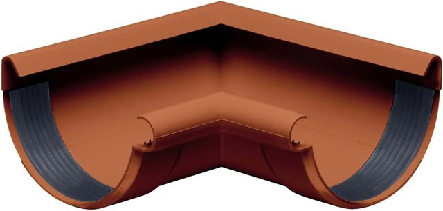 Inefa Rinnenwinkel 90 Grad Inneneck NW 125 Halbrund aus PVC in Braun - Bild 1