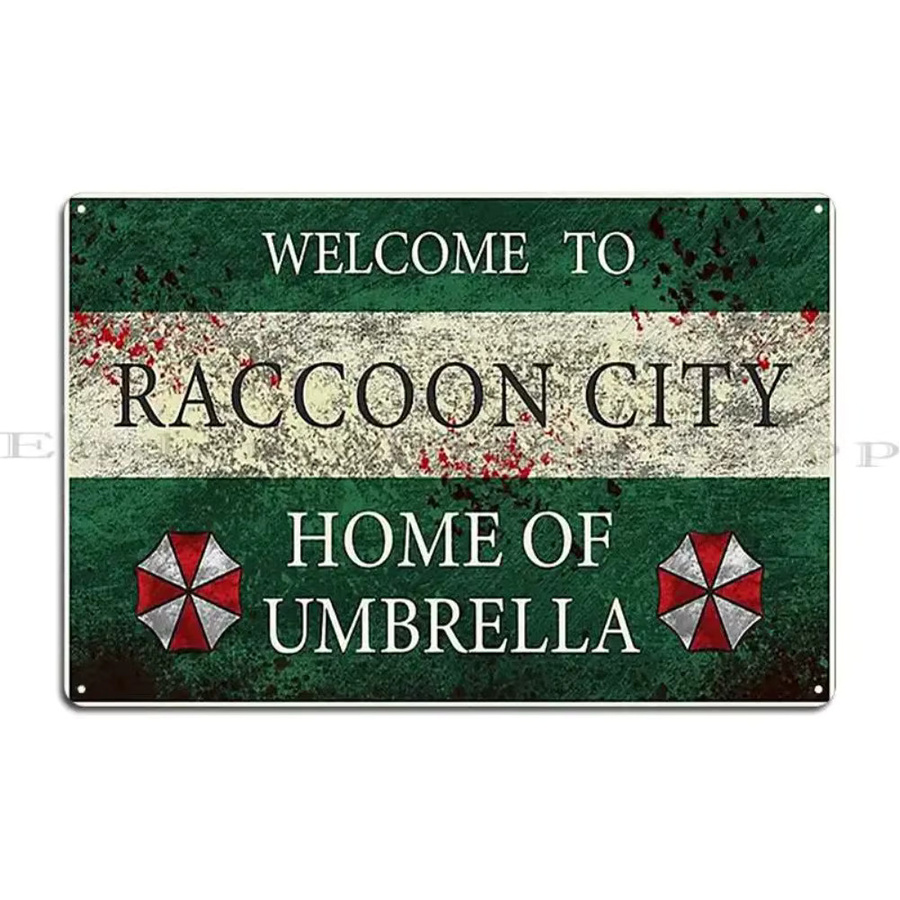 Vintage Metallschild Willkommen in Raccoon City Wanddekoration Mehrfarbig B: 20 cm, H: 20 cm, T: 1 cm - Bild 2