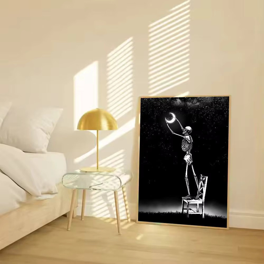 Selbstklebendes Wandkunst Poster Potdemiel Totenkopf-Liebe in Schwarz, Modernes Abstract Design, Rahmenloses Papierposter - Bild 4