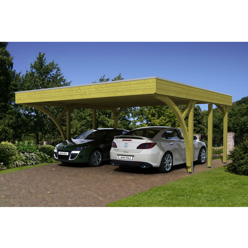 SKANHOLZ Carport Friesland Set 8 in Braun, B/T: 557 x 555 cm, Firsthöhe: 254 cm, imprägniert - Bild 2