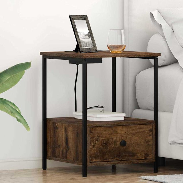 VIDAXL Set aus 2 Nachttischen mit Schublade in geräuchertem Eichen-Design, B/T/H: 42 x 41 x 56 cm - Bild 1