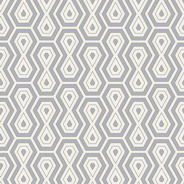 Profhome Grafik Tapete Retro Geometric in Grau Gold Weiß, Matt, B: 0,53 m x L: 10,05 m - Bild 1