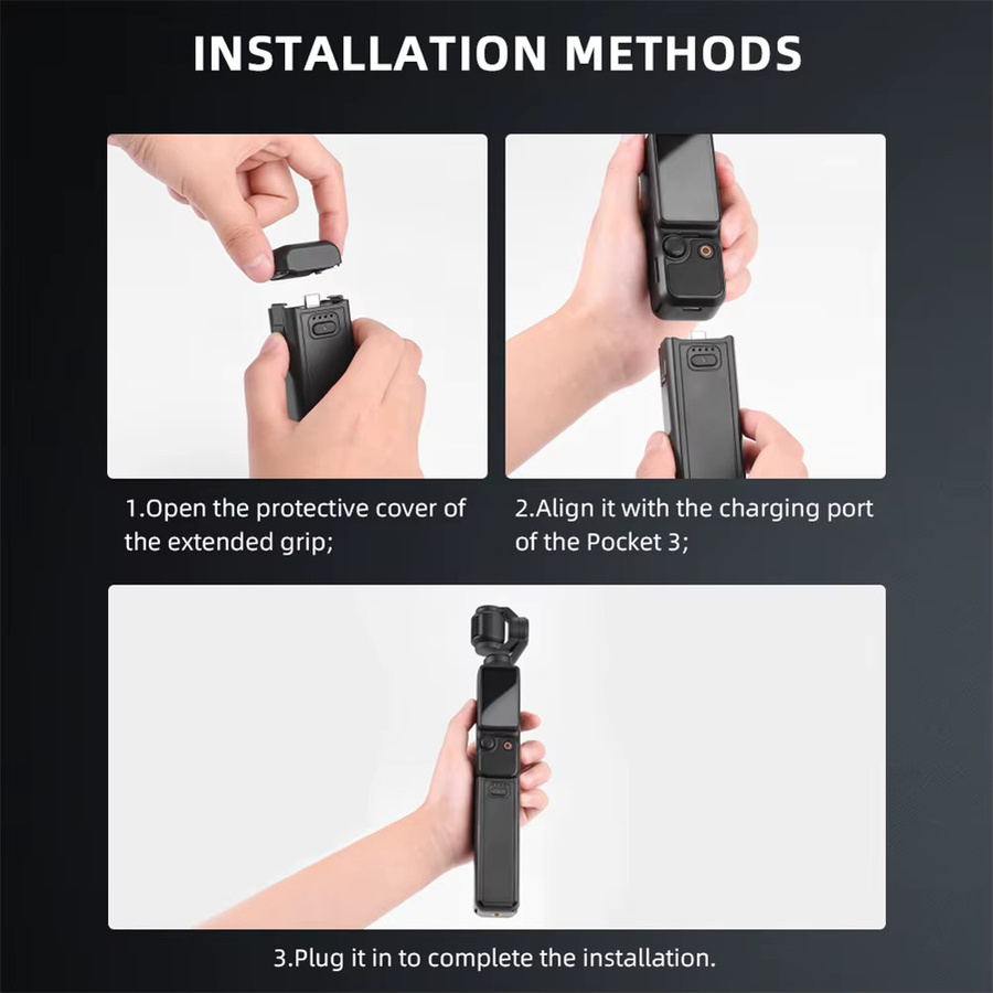 DJI Akku-Handgriff für Osmo Pocket 3 Action Camera mit USB-C Ladefunktion in Schwarz - Bild 5