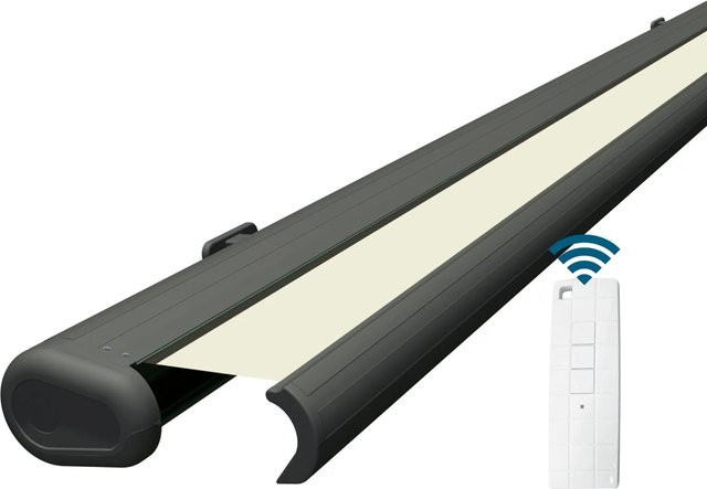 Eclipse Elektrische Kassettenmarkise mit Gelenkarm, B: 450 cm, A: 300 cm, Farbe: Beige mit basaltgrauer Kassette - Bild 1