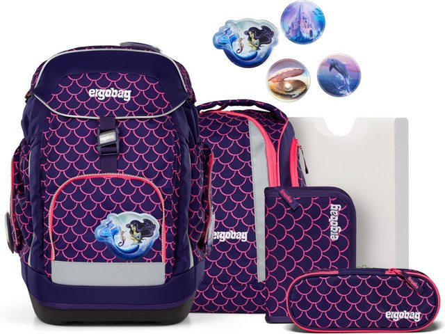 ergobag maxi Schulrucksack 6-teiliges Set PerlentauchBär Flash in Pink, Purple und Multicolour - Bild 1