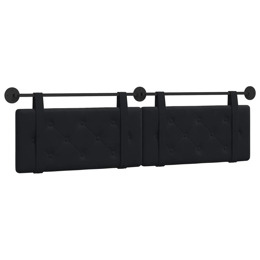 vidaXL Wandmontiertes Polsterpaneel aus Samt in Schwarz, B/H/T: 170 x 55 x 5 cm - Bild 2