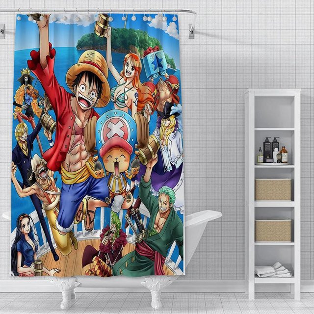 Wasserfester Duschvorhang mit Anime L-Luffy Motiv von Baifenbai Home Furnishing aus Polyester, Bunt, B/H: 180 x 240 cm - Bild 1