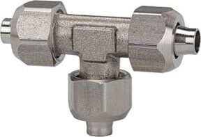 Riegler T-Verbinder aus Edelstahl in Silber für 8/6 mm Schlauch, SW1 14 mm, SW2 10 mm, Material 1.4404 - Bild 1