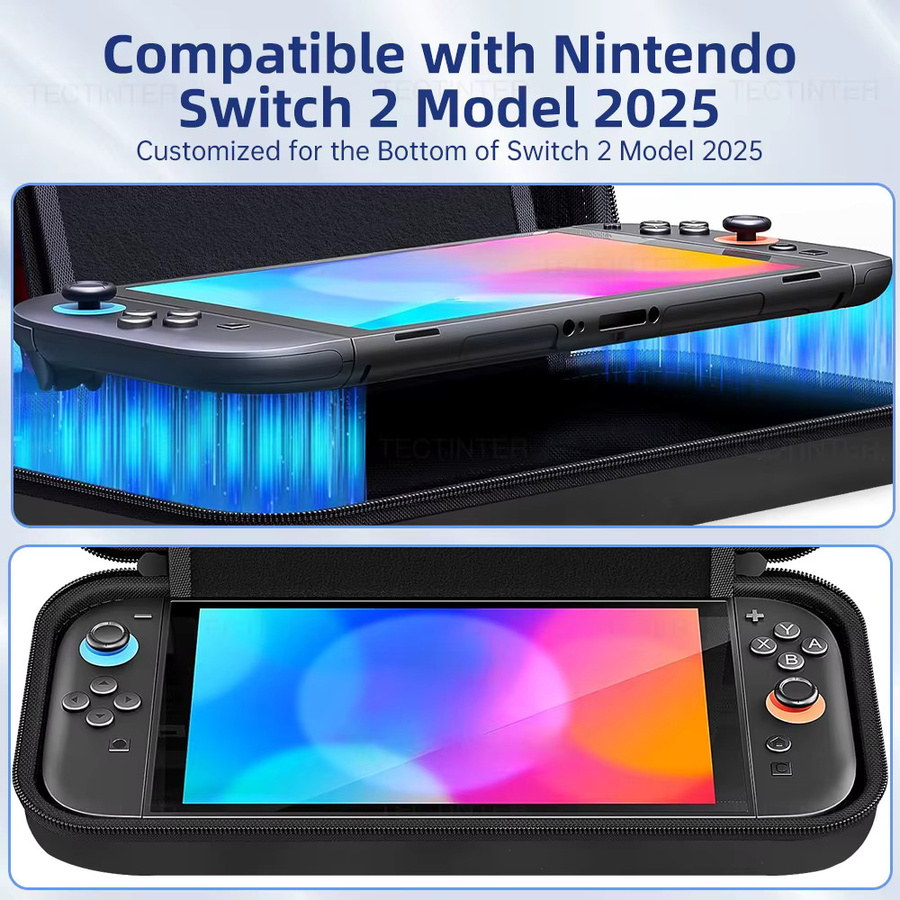 Stoßfeste Nintendo Switch 2 EVA-Tragetasche für Spielekonsole und Zubehör, Schwarz - Bild 6