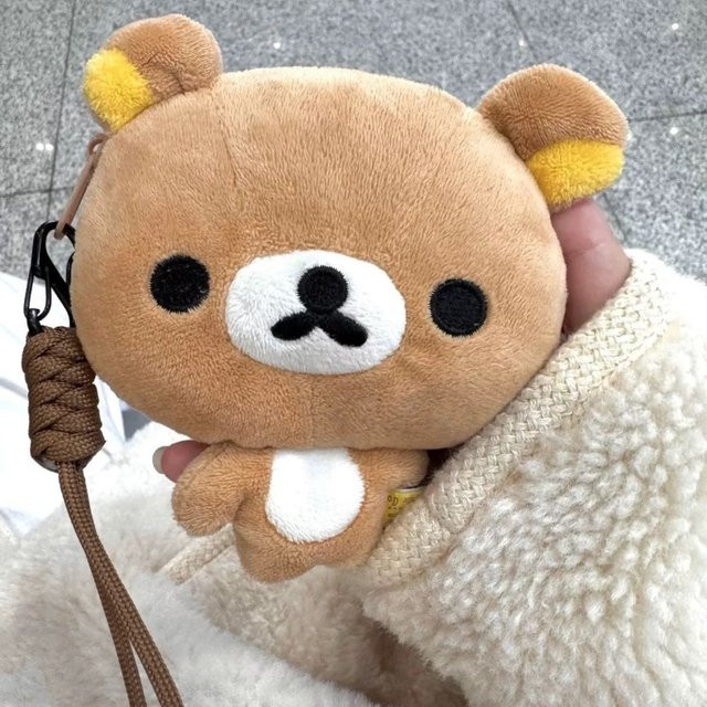 San-X Rilakkuma Big Head Lanyard Plüsch-Geldbörse, Korilakkuma Bär - Bild 1