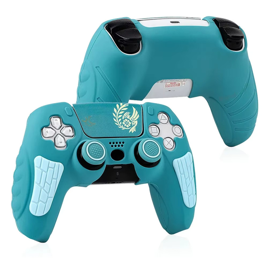 Pogopirate Anti-Rutsch-Silikonhülle für PS5-Controller in Blau und Türkis inklusive Touchpad-Aufkleber - Bild 6