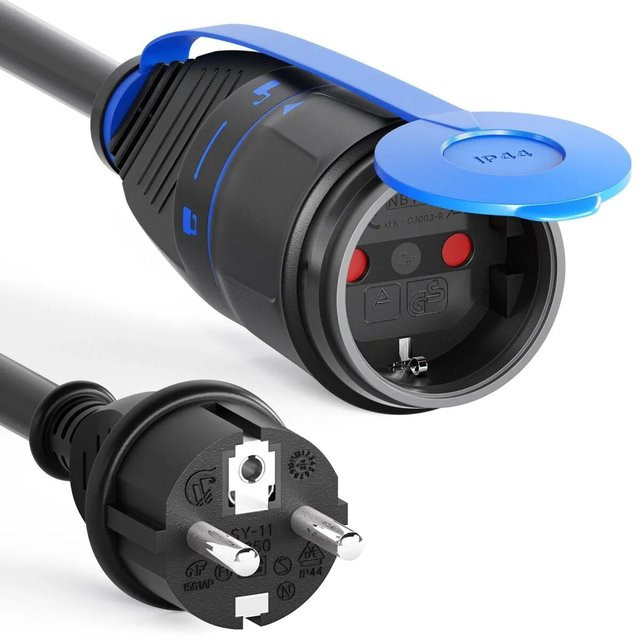 hb-digital Strom Verlängerungskabel für Außenbereich H07RN-F IP44 Schwarz, Länge: 10 m - Bild 1
