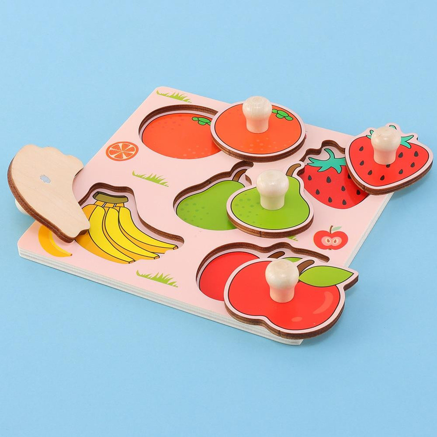 Yiran toy Montessori Obst Puzzle Steckbrett aus Holz, bunt / mehrfarbig - Bild 2